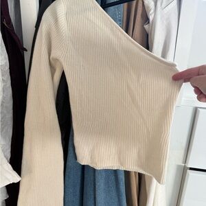 Reformation Cream Off-the-Shoulder Sweater